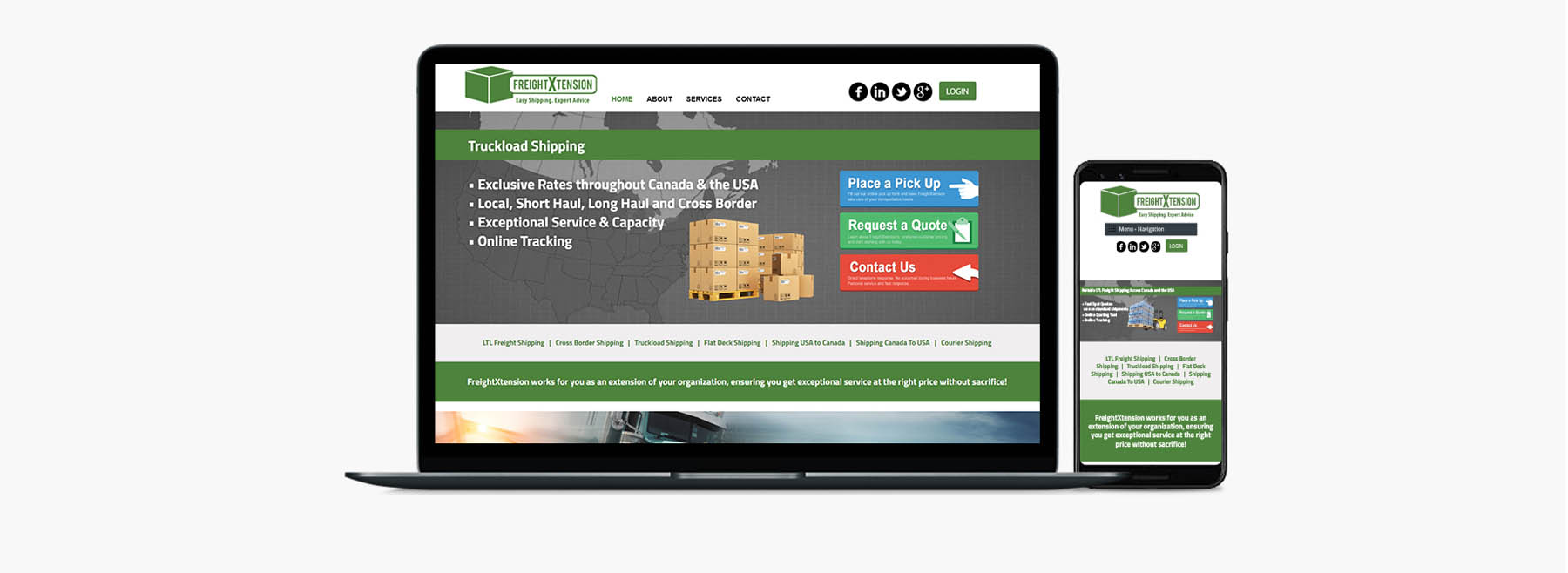 Freight Xtensions Website Portfolio Panel