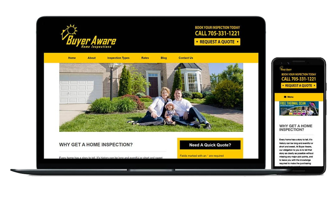 Buyer Aware Home Inspections Website Design