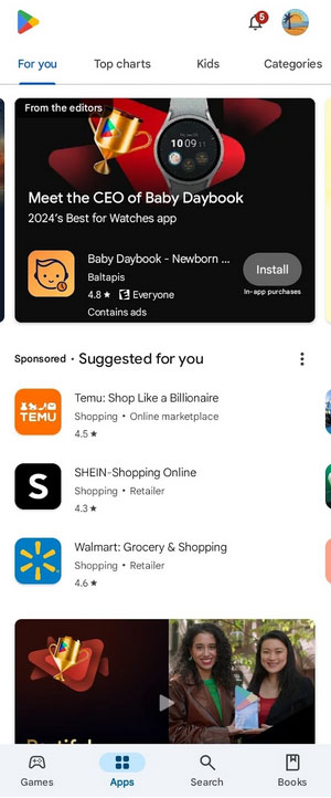 Examples of how Google ads show in apps.