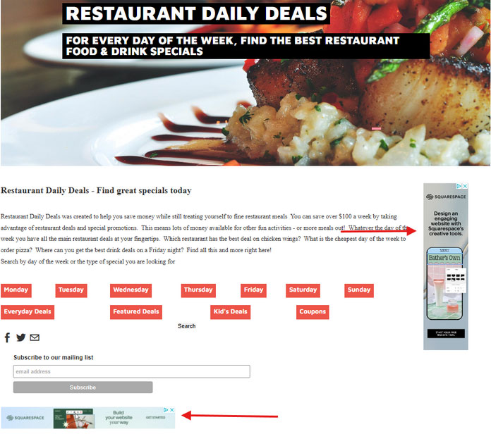 Two examples of Google Display ads on a webpage.