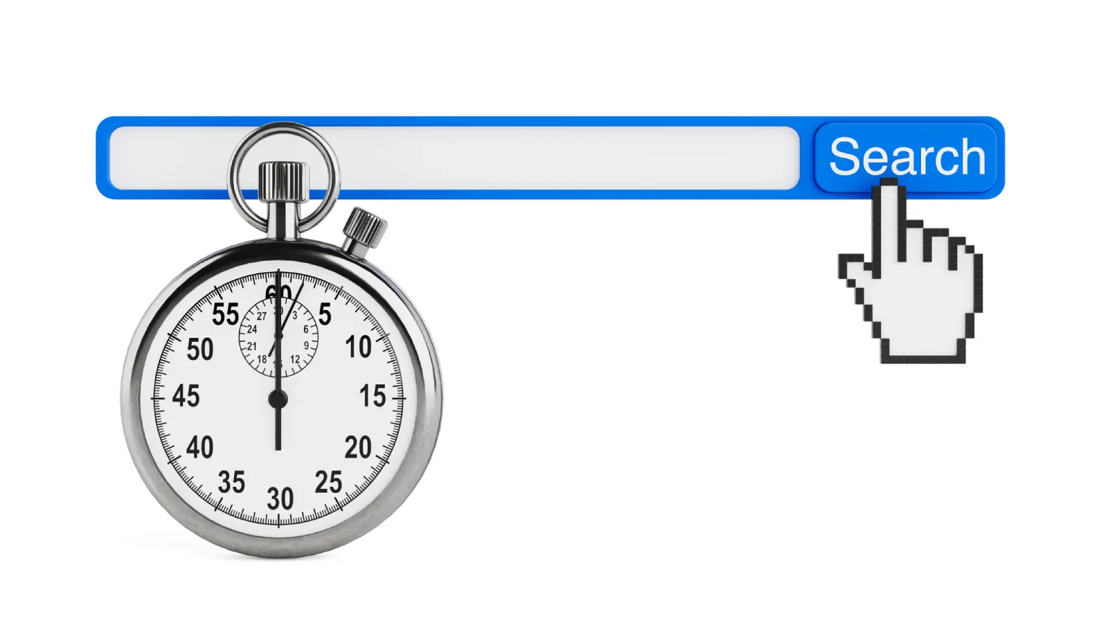 Website speed being measured with a stopwatch